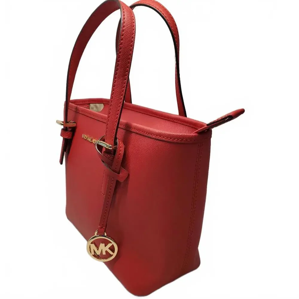 Michael Kors Red Saffiano Leather Small Tote Crossbody Bag‎ Gold Hardware